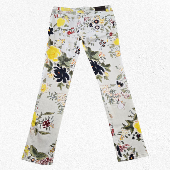 Etro Italy Floral Print Straight Leg Pants Multicolor Botanical Jeans Size 32 - Picture 10 of 10